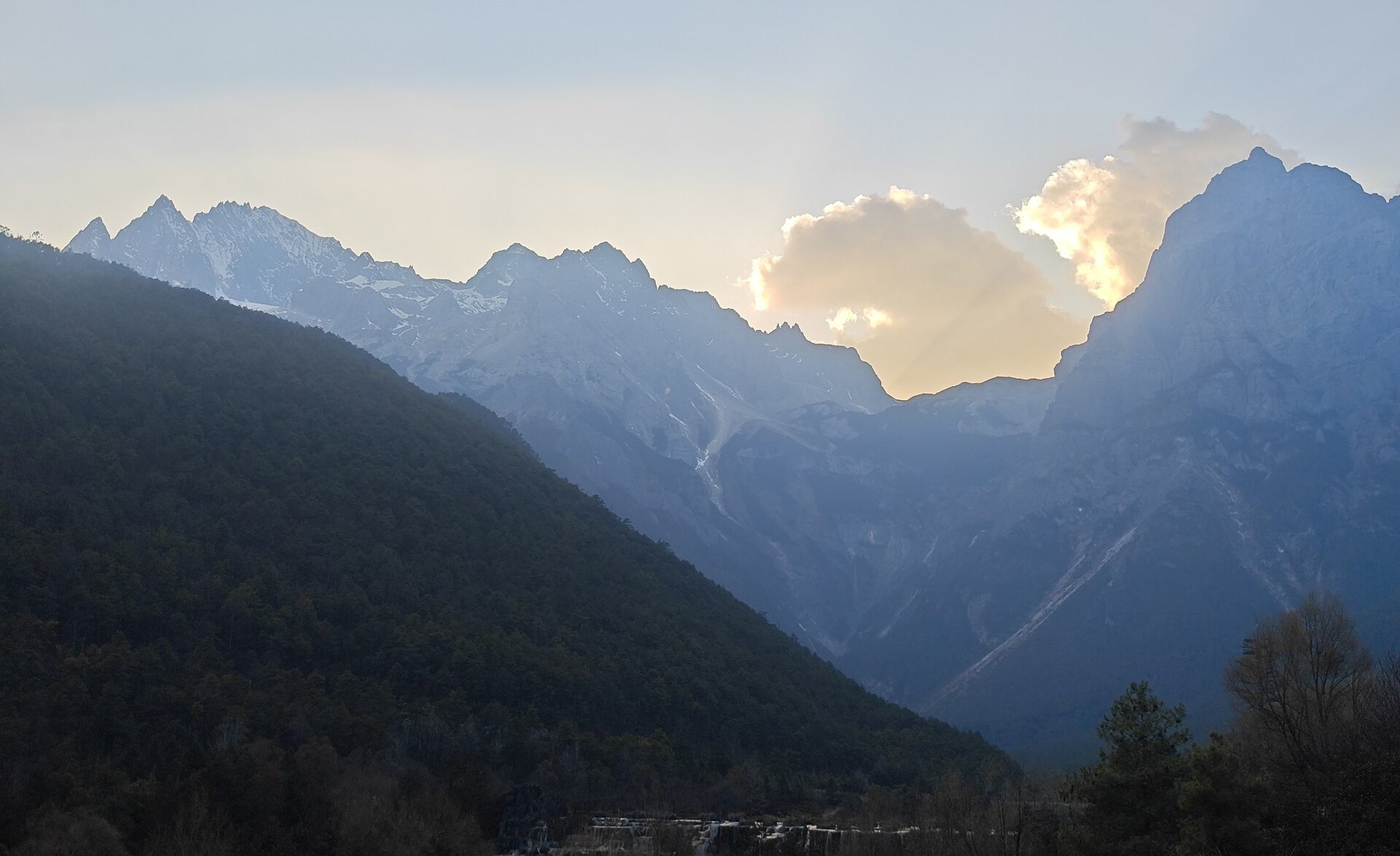 The snow-covered main peak of Jade Dragon Snow Mountain above Lijiang