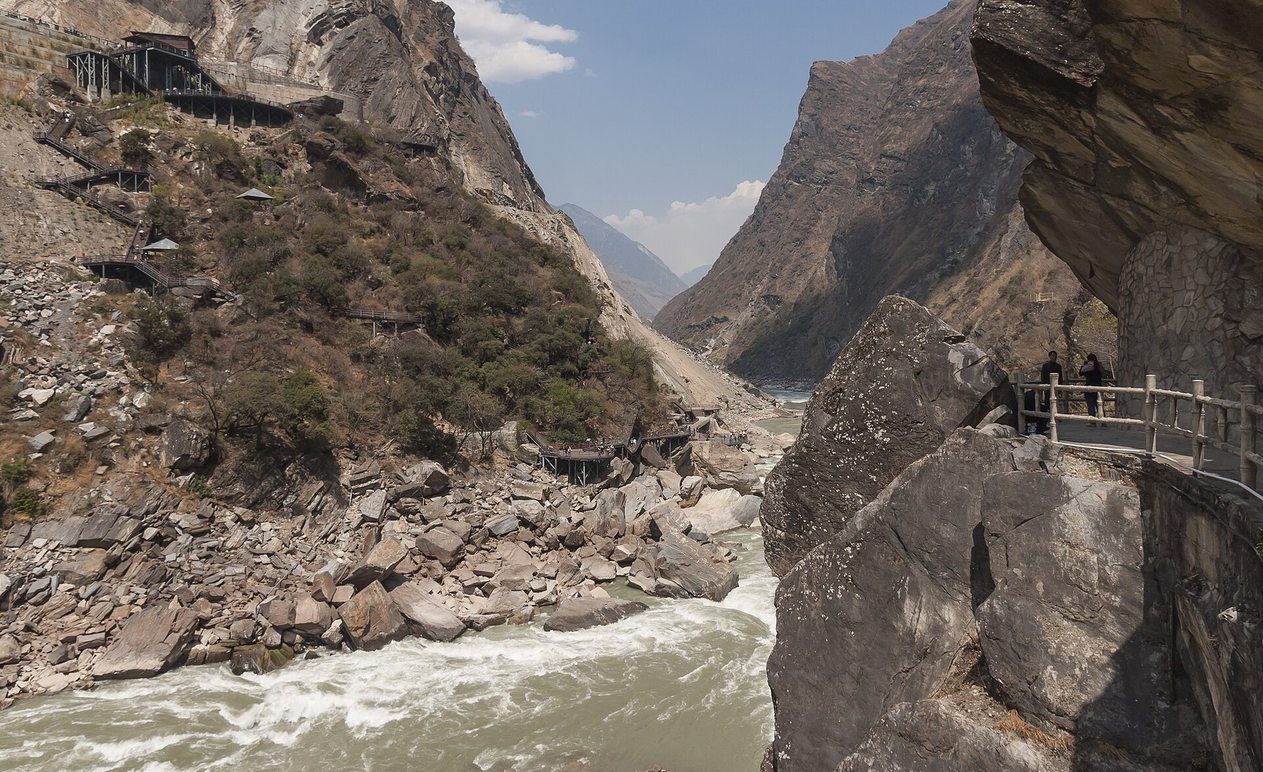 The steep cliffs of Tiger Leaping Gorge above the Jinsha River in Yunnan