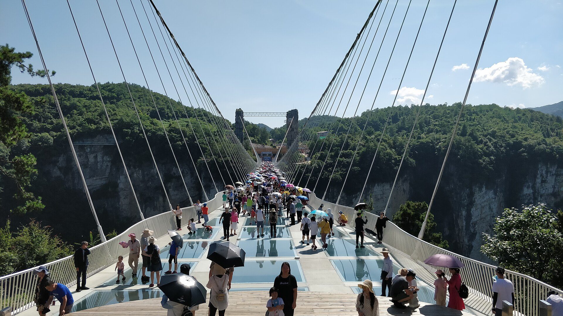 The glass bridge spanning Zhangjiajie Grand Canyon