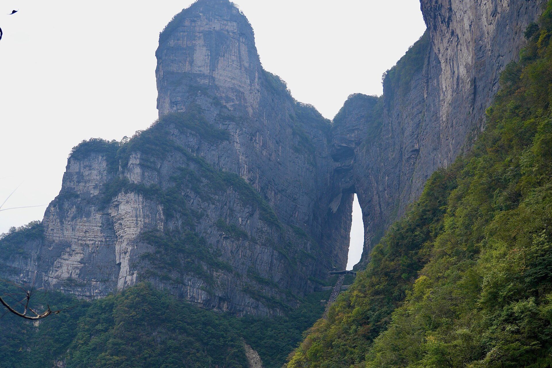 The Heaven's Gate arch on Tianmen Mountain near Zhangjiajie
